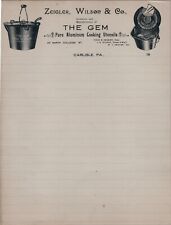 c1910s Blank Letterhead  Zeigler, Wilson & Co. Aluminum Cooking Carlisle, PA picture