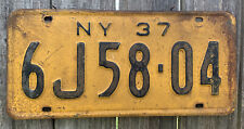 RARE 1937 NEW YORK LICENSE PLATE #6J5804 picture