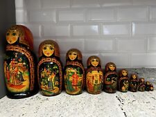 Unique Large Matrioshka Nesting Dolls Hand Panted 10pc Fairy tales collectible🔥 picture