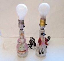Vintage Pair Victorian Porcelain Lamps- Couple - Both Work picture