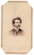 ANTIQUE CDV CIRCA 1860s J.C. SPOONER HANDSOME MAN WITH MUSTACHE SPRINGFIELD MA. picture