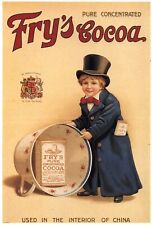 Pure Concentrated Fry's Cocoa Boy in Top Hat Art Repro Postcard picture