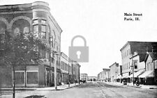 Main Street View Paris Illinois IL Reprint Postcard picture