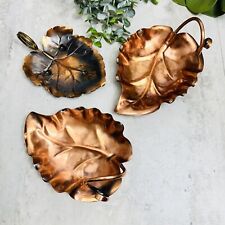 Vintage Gregorian Copper Leaf Candy Trinket Dish Set Of 3 6.5