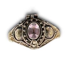 Amethyst Poison Ring 925 Vintage VGVC Poison Chamber Unused Bezel picture