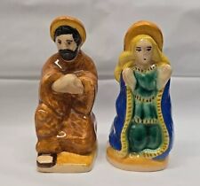 HENRIOT QUIMPER POTTERY CHRISTMAS NATIVITY Mary And Joseph Figurines  picture