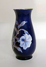 fukagawa orchid cobalt blue vase H:8.5” Vintage picture