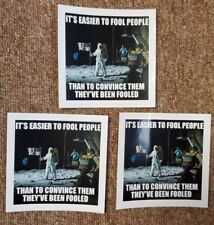 NASA MOON HOAX FLAT EARTH 🌎 STICKERS LOT OF 3 Jeff Bezos Elon Musk SPACE-X  picture