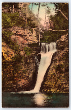 Buck Hill Falls, PA, Lower Falls, Antique Vintage Handcolored Post Card picture