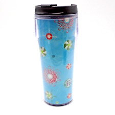 Starbucks Travel Tumbler 16oz Double Walled Holographic Candy Snowflakes Winter picture