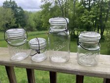 4 Antique Ideal Mason BALL JARS w/ Wire Bales And Lids picture