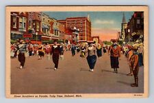 Holland MI-Michigan, Street Scrubbers on Parade, Vintage c1954 Souvenir Postcard picture
