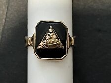 Vintage Iyob Filiae Daughters Of Freemason 10k Gold Onyx Masonic Ring  picture