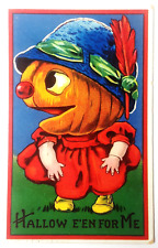 Halloween Post Card Series 7107 B Anthropomorphic Girl Pumpkin picture