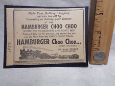 1957 Hamburger Choo Choo Ad vintage OLD Huntington N.Y. Long Island village picture