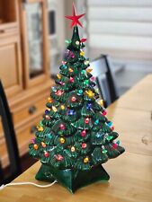 NICE Vintage Green Holland Mold Ceramic Christmas Tree 19” Star Base Mixed Bulb picture