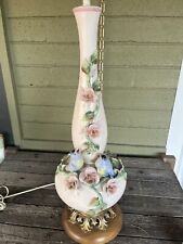Vintage Capodimonte Hand Painted Birds Roses Porcelain Lamp Working 29” picture