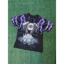 Vintage Harley Davidson Thunder Lightning All Over Print Shirt Size L VTG AOP picture