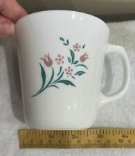 CorningWare Corelle Rosemarie Pink Tulip, White Coffee/Tea Mug, D Handle picture