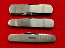 3 X VINTAGE UNBRANDED SHEFFIELD MADE STAINLESS STEEL POCKET KNIVES (804) picture