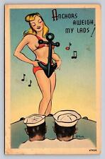 Anchors Aweigh Sailors Vintage Military Saucy Comic Postcard Signed OToole 47635 picture