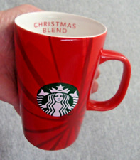 STARBUCKS Christmas Blend COFFEE MUG Tall 12 oz Cup Red Green 2014 Spicy & Sweet picture
