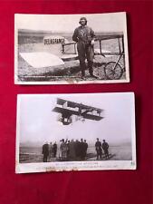 LOT X 2 Circa 1908 Leon Delagrange EARLY AIRPLANE BIPLANE RPPC Photo Postcards picture