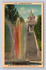 Sylva NC-North Carolina, Fountain Jackson County Court House, Vintage Postcard picture
