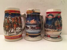 1999, 2000, & 2001 Budweiser Holiday Stein Lot of 3 picture