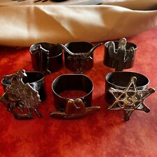 Vintage Metal Western-Themed Napkin Rings - 6 picture
