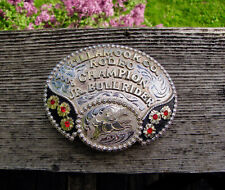  Real Rodeo Champion Cowboy Trophy Belt Buckle Bull Rider 2008 Tres Rios Silver picture