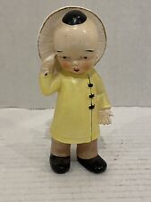 Vintage Chinese Boy Man With Umbrella Asian Figurine JAPAN 5x2x1.75” picture