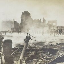 San Francisco Earthquake Fire 1906 Street Scene Ruins Buildings Stereoview H164 picture