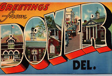 Dover DE Postcard Delaware Greetings from Large Letter Big Block Linen Del 1945 picture