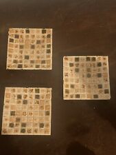 3 Vintage Mid Century Modern Ceramic Mosaic Tile Ashtray Trinket Dish Matching picture