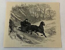 1879 magazine engraving ~ A SOLITARY SLEIGH RIDE picture