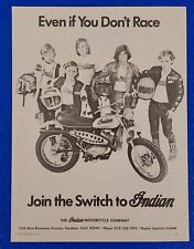 1972 INDIAN MOTORCYCLE ORIGINAL PRINT AD MINIBIKE - JOIN THE SWITCH TO INDIAN picture