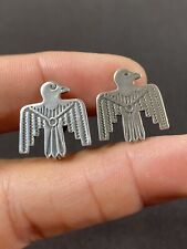Fred Harvey Era Native American Sterling Silver Thunderbird Screw Clip Earring picture