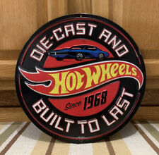 Hot Wheels Metal Sign Die-Cast Toy Ramp Mattel Red Line Vintage Style Wall Decor picture