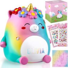 Unicorn Piggy Bank Girls – Cute Rainbow Kids Piggy Bank for Girls, Personaliz... picture