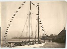 Beautiful Flagged SAILING YACHT 'Eloyse' at City Dock VINTAGE 1929 Press Photo picture
