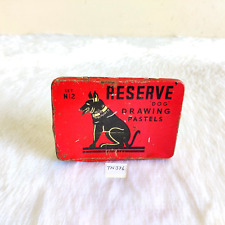 1930s Vintage Reserve Dog Drawing Pastel Advertising Tin Box England Empty TN376 picture