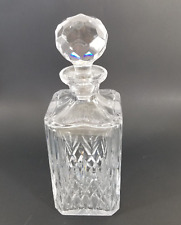 Vintage Atlantis Square Cut Lead Crystal Whiskey Decanter W Stopper 10” picture