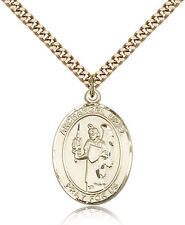 Saint Uriel Medal For Men - Gold Filled Necklace On 24 Chain - 30 Day Money ... picture
