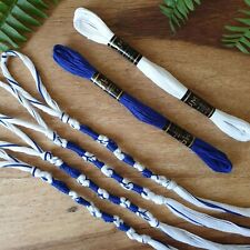 Tzitzit 4pc Blue & White YHWH (10-5-6-5) embroidery floss Cotton Made in Texas picture