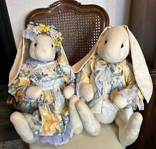 17” Cloth Handcrafted Rag Doll Rabbit Set picture