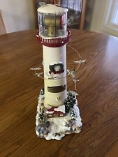 Vintage Mr Christmas Lighthouse North Wood Cabin With Lights Sound &Motion picture