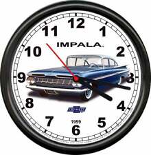 Licensed 1959 Blue Impala 4 Door Muscle Car General Motors Retro Sign Wall Clock picture