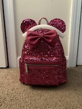 Loungefly Disney Minnie Mouse Magenta Sequin Mini Backpack picture
