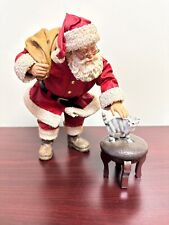 Clothtique Possible Dreams Santa w/Cat on Stool -NO BOX picture